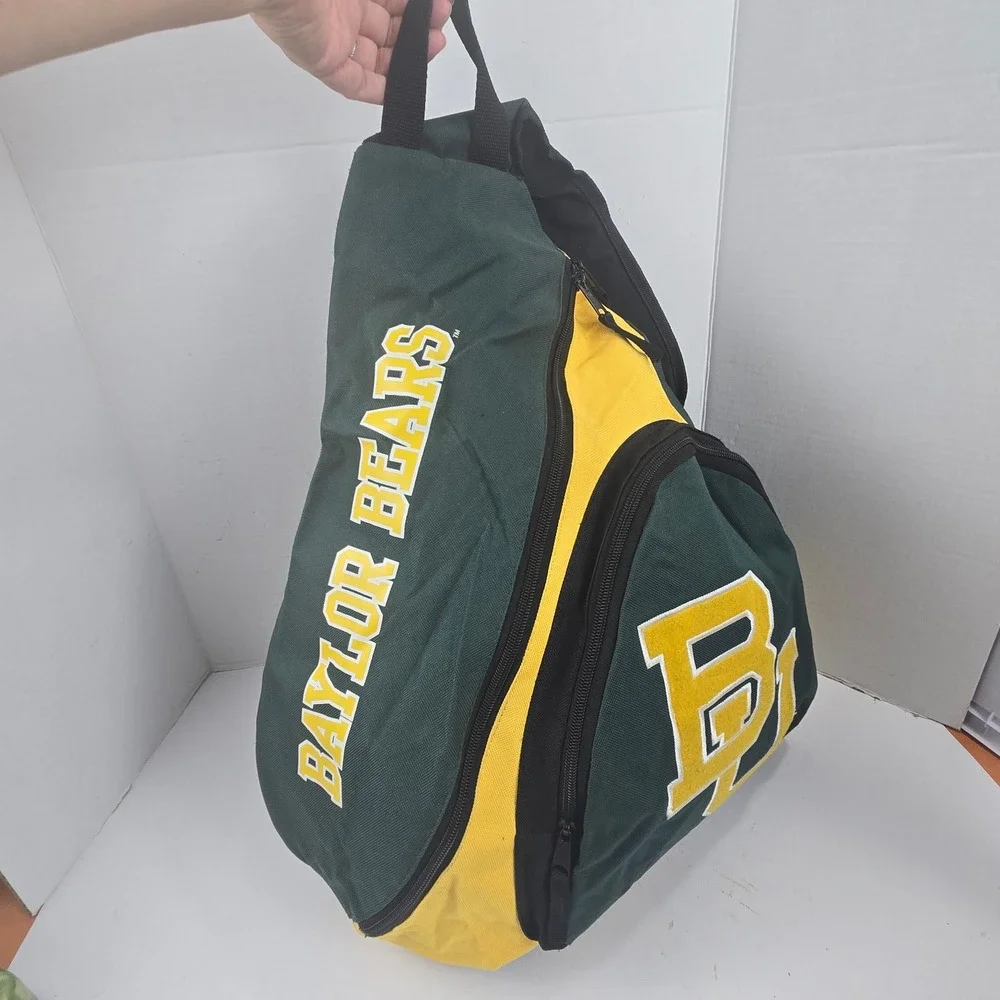 Baylor Bears Sling Backpack Single Strap Bag Green Yellow BU Logo Large Fan Gear